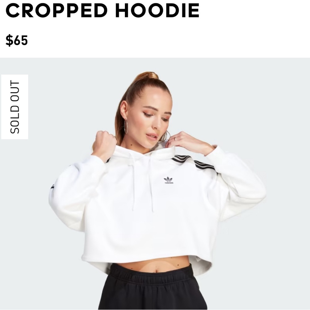 Adidas Originals Cropped White Hoodie